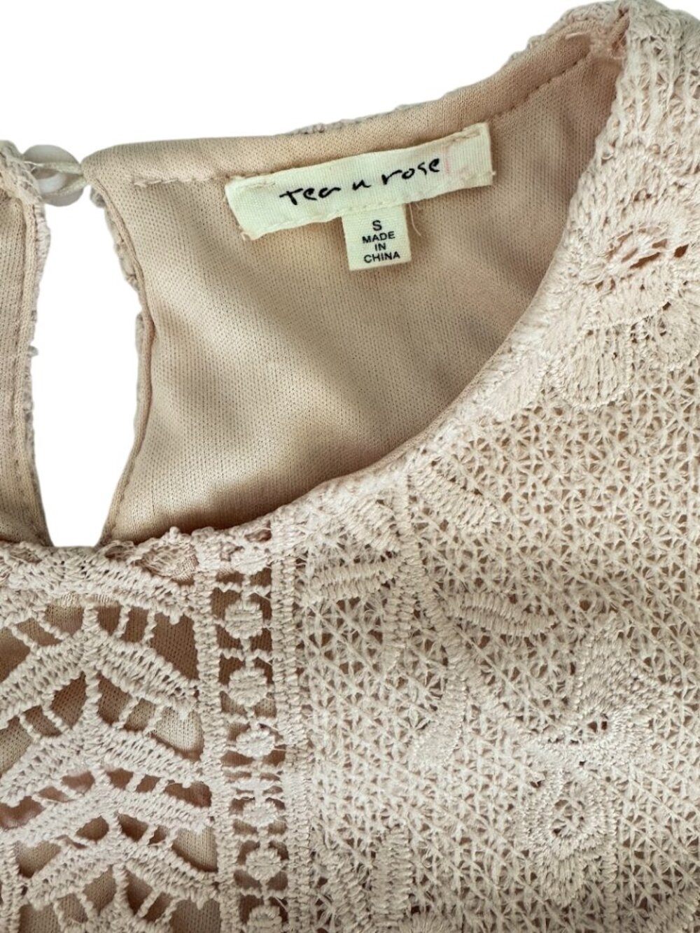 Tea & Rose Lace Dress Blush Pink Boho Cottage Small - Picture 4 of 10
